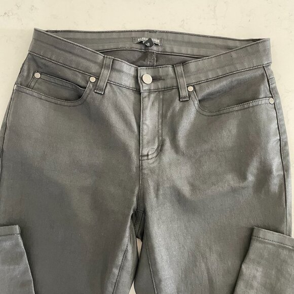 Eileen Fisher 5 Pocket Sleek Coated Waxed Organic Cotton Skinny Jeans Black 8 - Picture 4 of 13